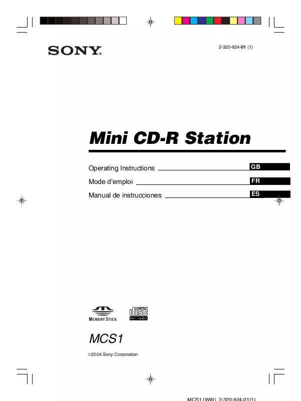 Mode d'emploi SONY MCS1