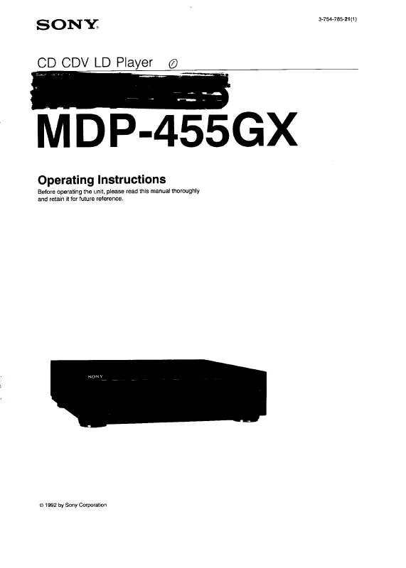 Mode d'emploi SONY MDP-455GX