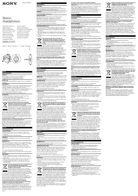 Mode d'emploi SONY MDR-210TV