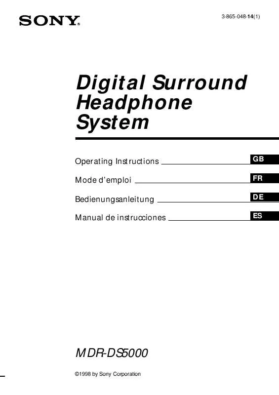 Mode d'emploi SONY MDR-DS5000