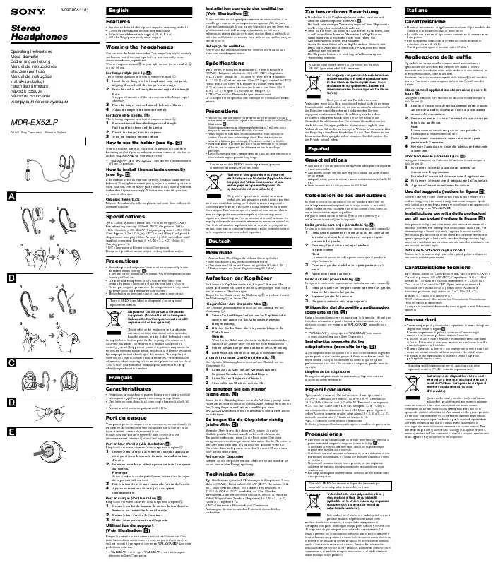 Mode d'emploi SONY MDR-EX52LP