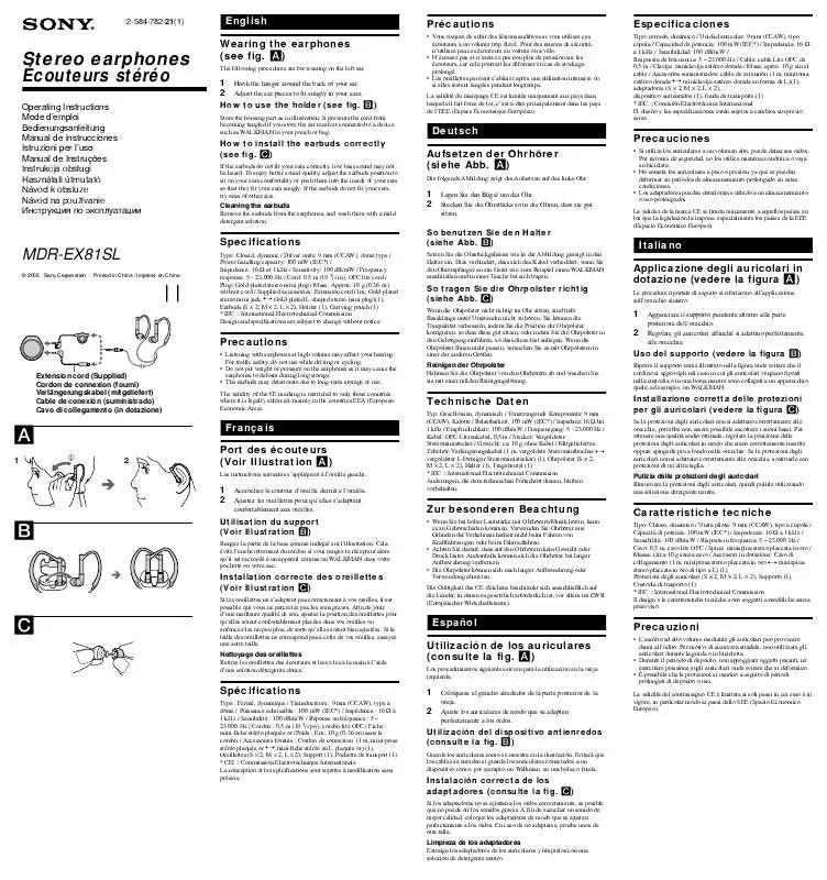 Mode d'emploi SONY MDR-EX81SL