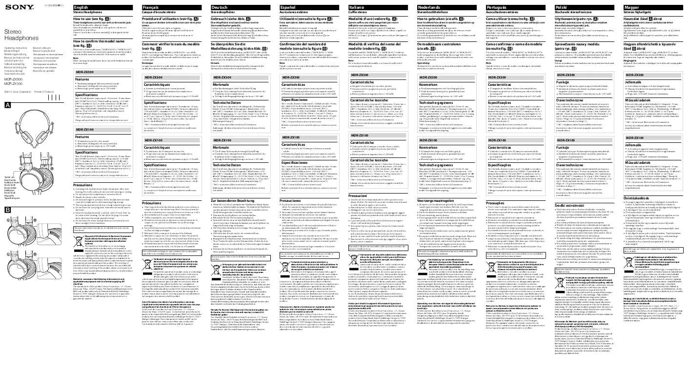 Mode d'emploi SONY MDR-ZX100