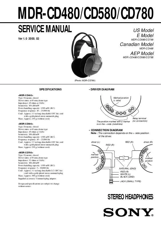 Mode d'emploi SONY MDR-CD580