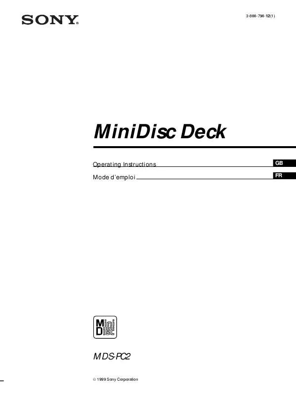 Mode d'emploi SONY MDS-PC2
