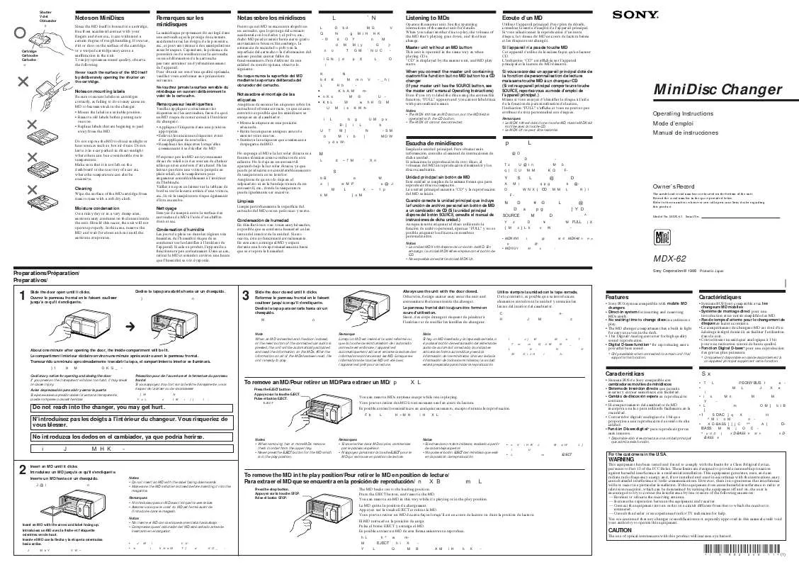 Mode d'emploi SONY MDX-62