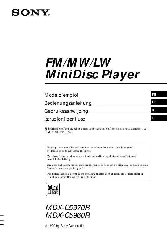 Mode d'emploi SONY MDX-C5960R