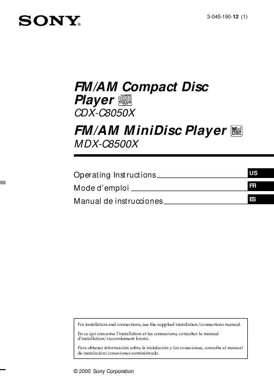 Mode d'emploi SONY MDX-C8500X