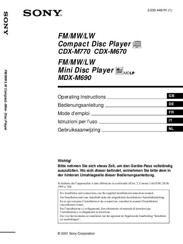 Mode d'emploi SONY MDX-M690