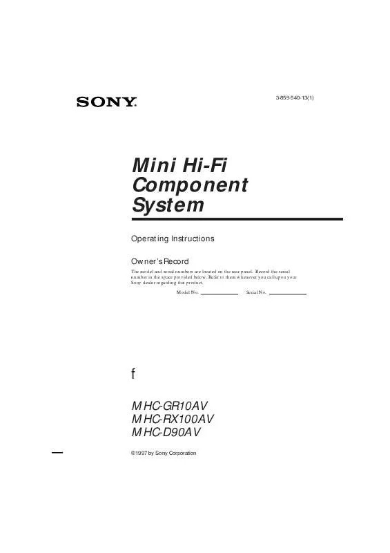 Mode d'emploi SONY MHC-D90AV