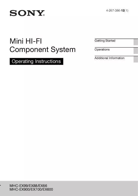 Mode d'emploi SONY MHC-EX900