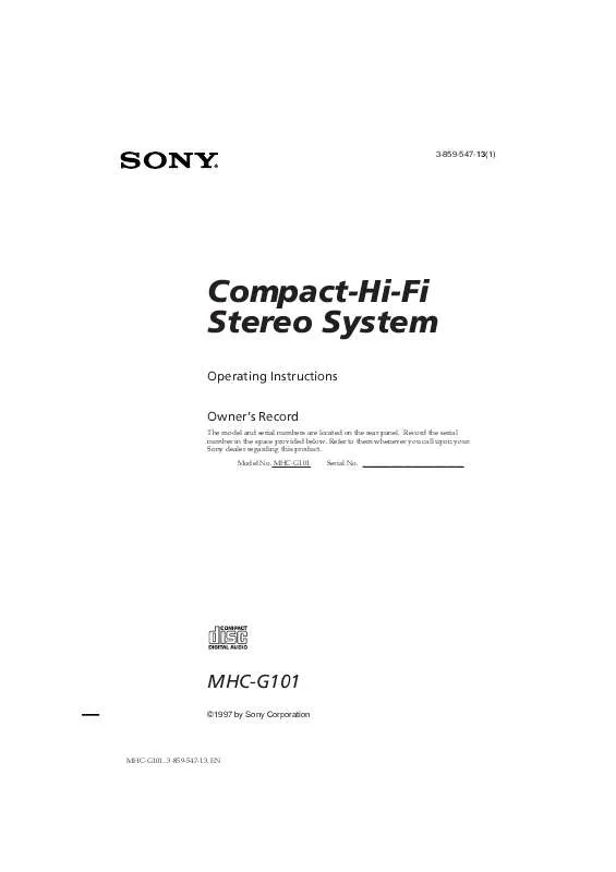 Mode d'emploi SONY MHC-G101