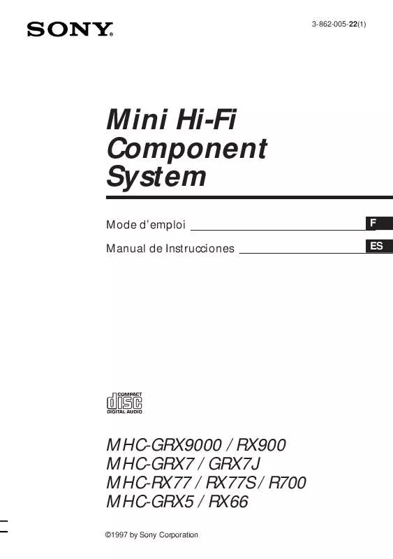 Mode d'emploi SONY MHC-GRX5