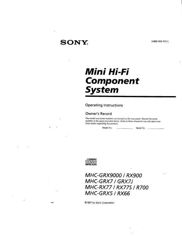 Mode d'emploi SONY MHC-GRX66