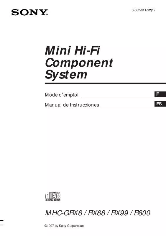 Mode d'emploi SONY MHC-GRX8