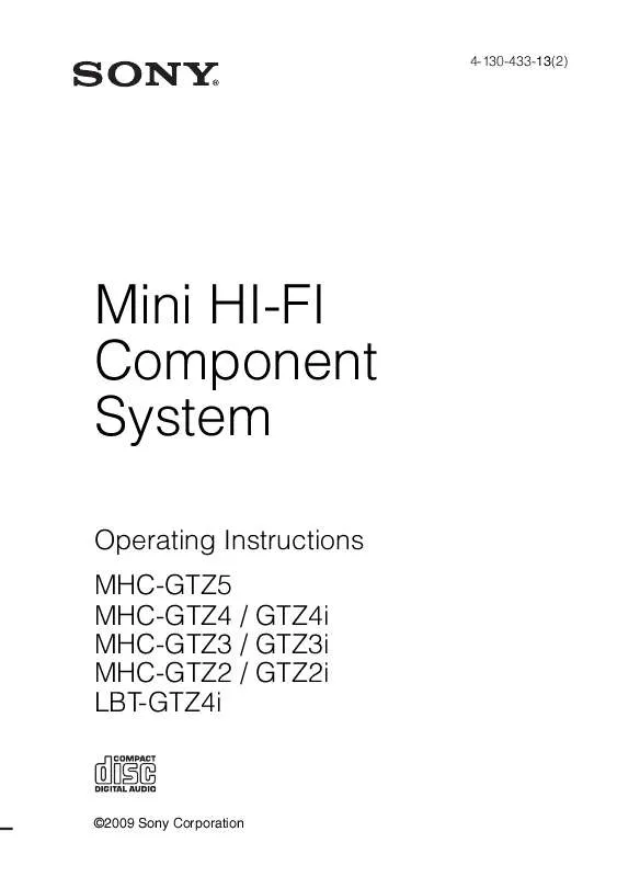 Mode d'emploi SONY MHC-GTZ2