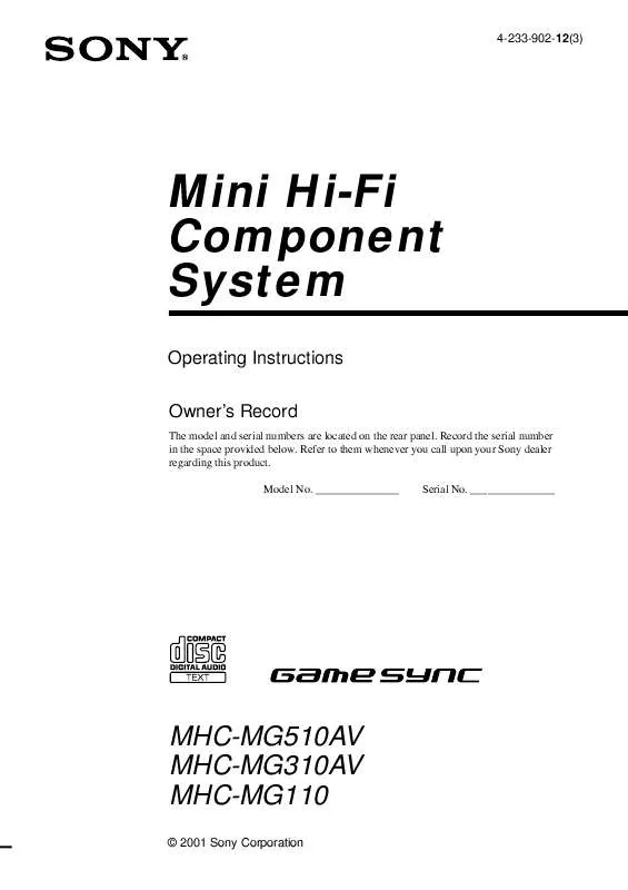 Mode d'emploi SONY MHC-MG310AV