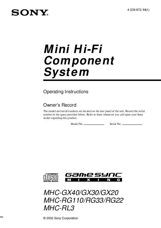 Mode d'emploi SONY MHC-RG22