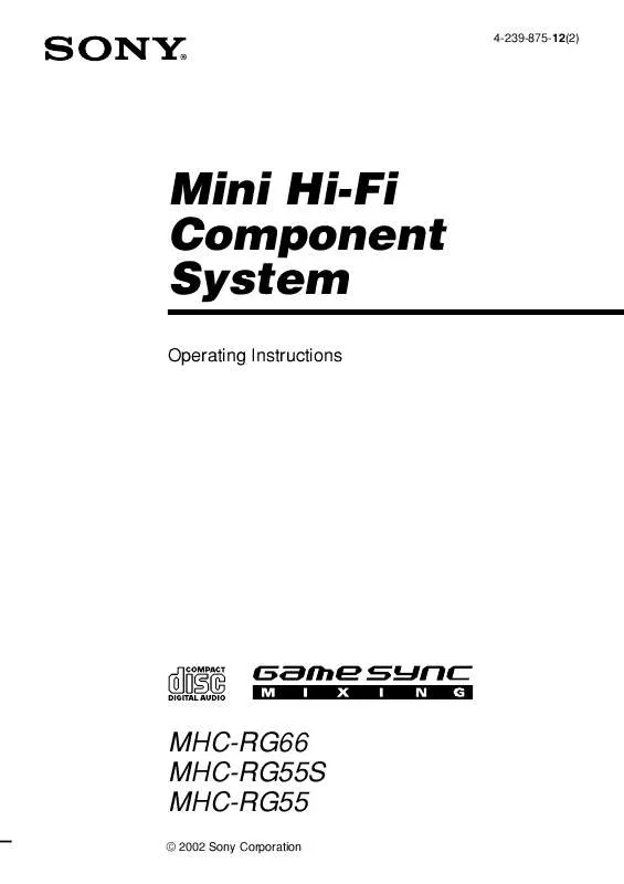 Mode d'emploi SONY MHC-RG55