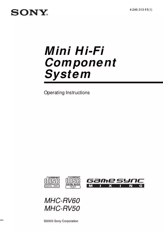 Mode d'emploi SONY MHC-RV60