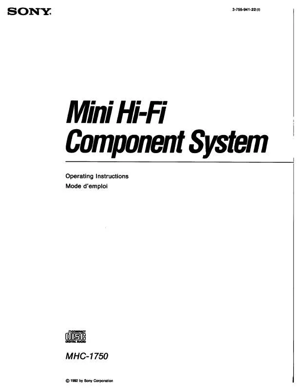 Mode d'emploi SONY MHC-1750