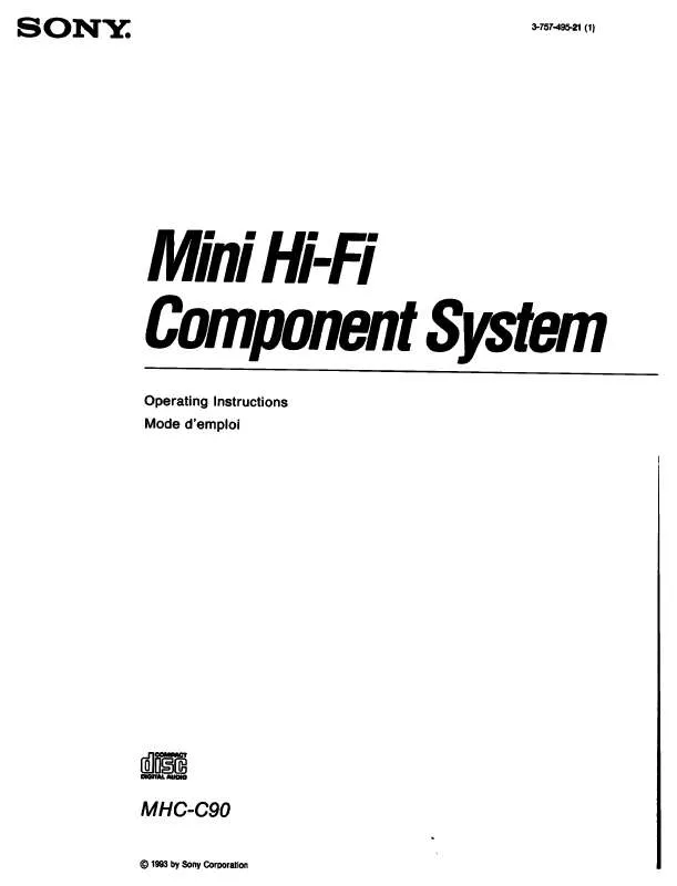 Mode d'emploi SONY MHC-C90