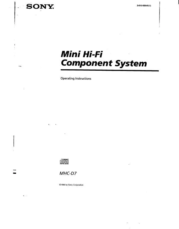 Mode d'emploi SONY MHC-D7