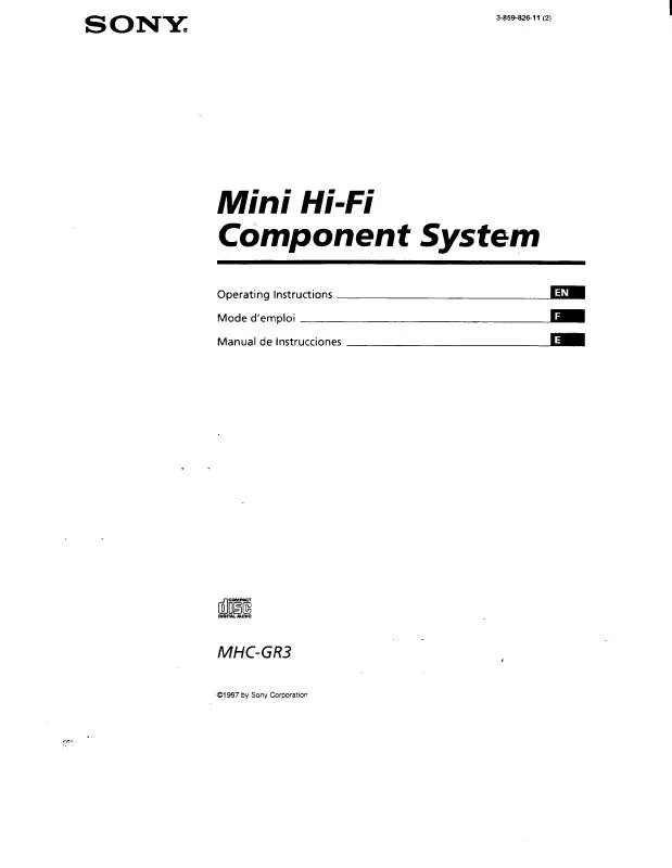 Mode d'emploi SONY MHC-GR3