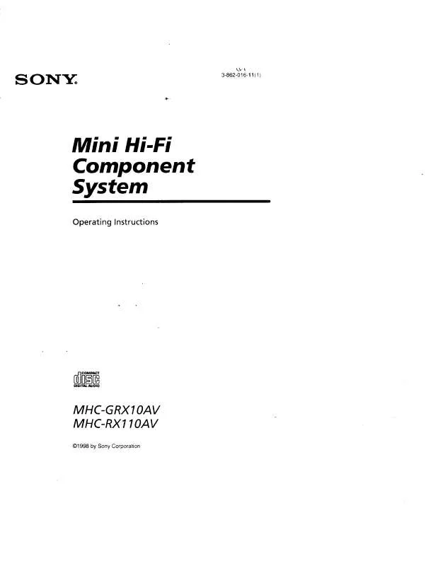 Mode d'emploi SONY MHC-GRX10AV