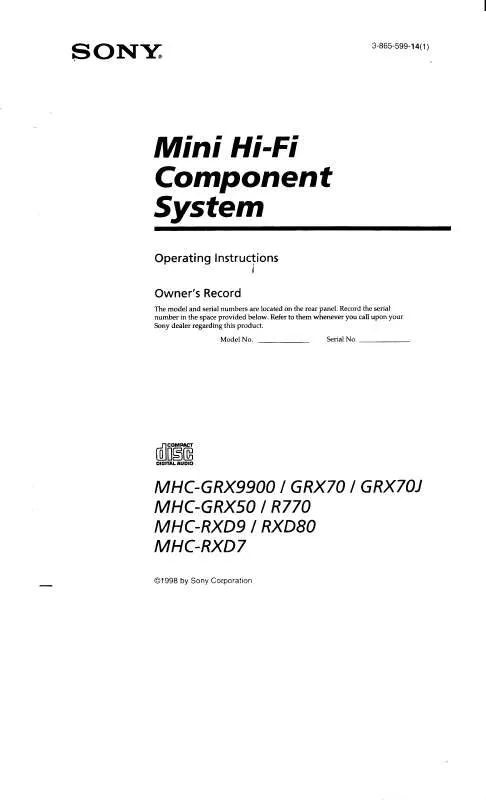 Mode d'emploi SONY MHC-GRX9900