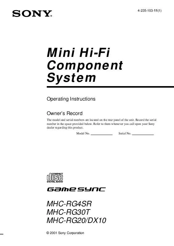 Mode d'emploi SONY MHC-RG20