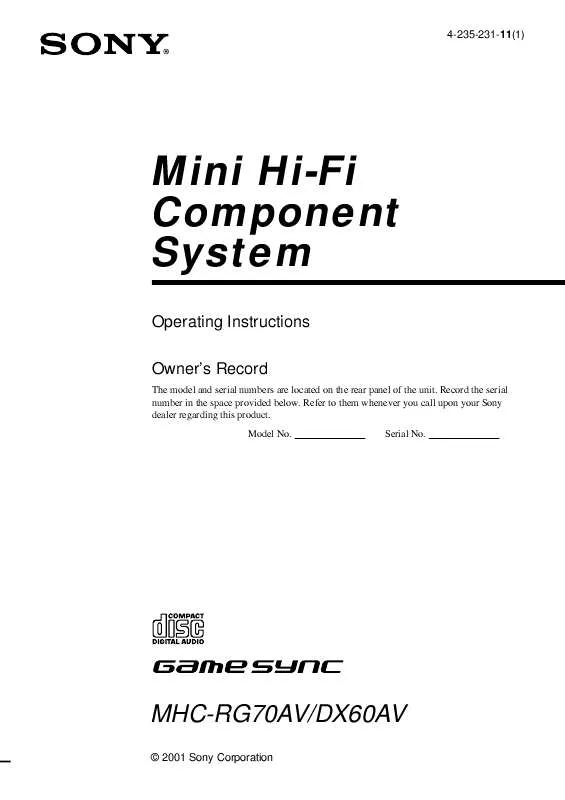 Mode d'emploi SONY MHC-RG70AV