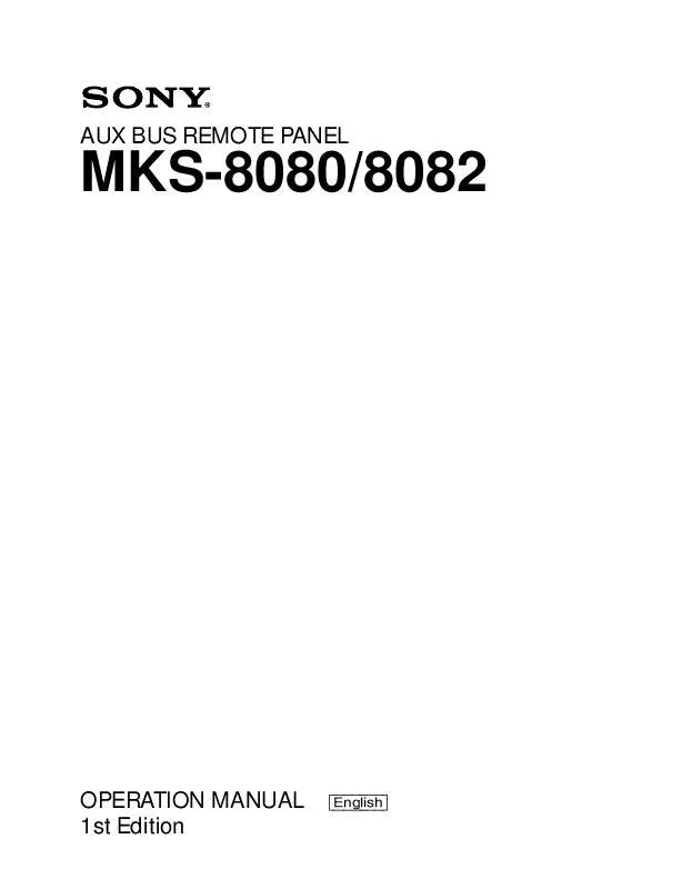 Mode d'emploi SONY MKS8080E