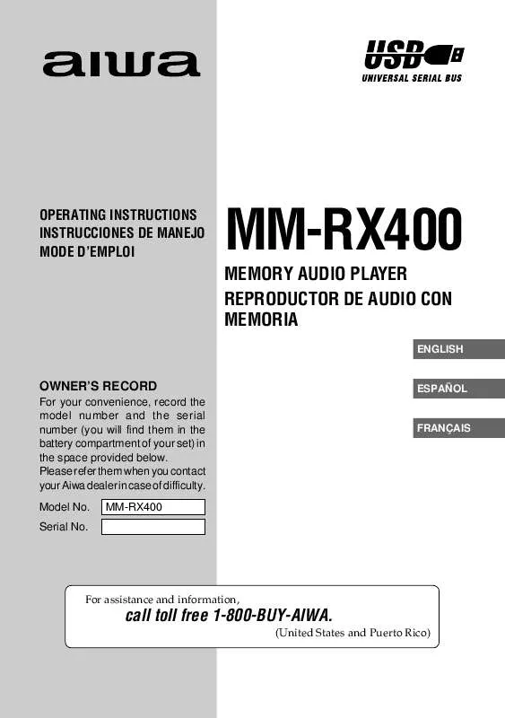 Mode d'emploi SONY MMRX400