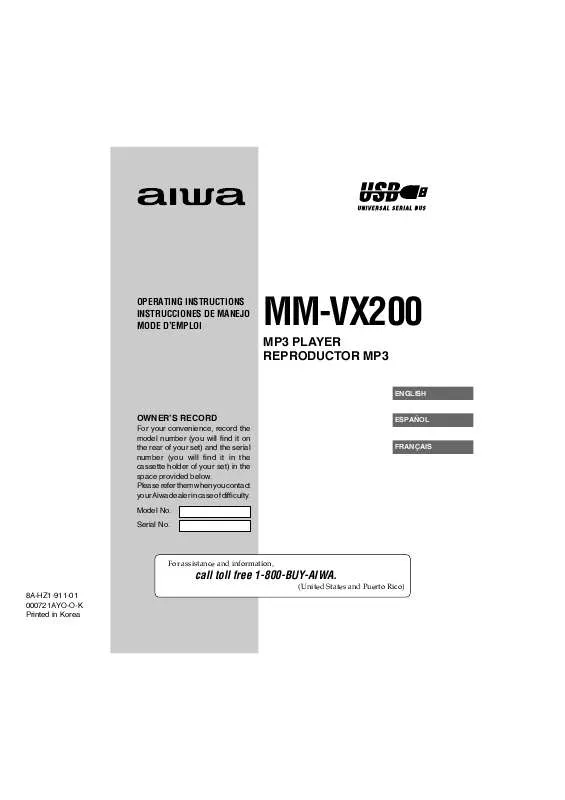 Mode d'emploi SONY MMVX200