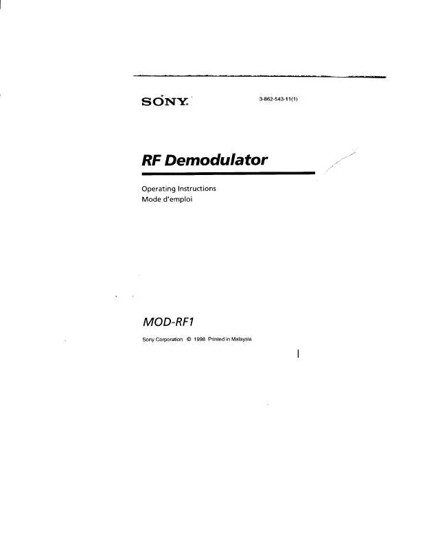 Mode d'emploi SONY MODRF1