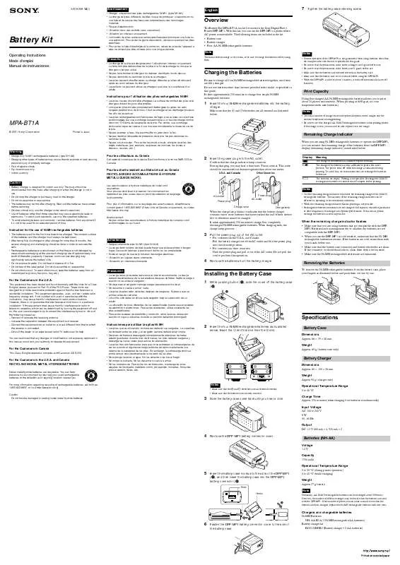 Mode d'emploi SONY MPA-BT1A