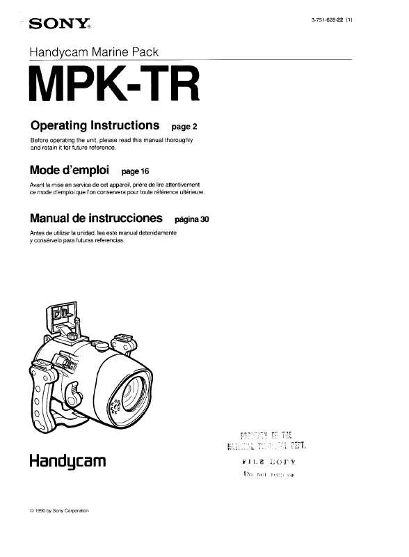 Mode d'emploi SONY MPK-TR