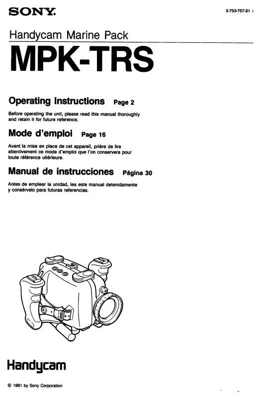 Mode d'emploi SONY MPK-TRS