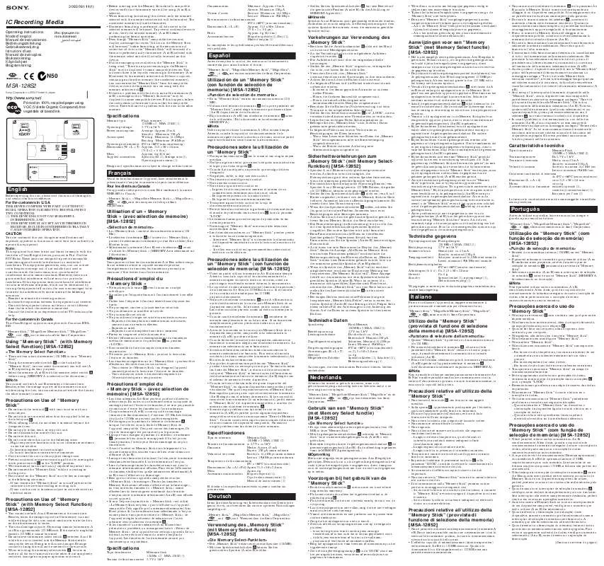 Mode d'emploi SONY MSA128S2