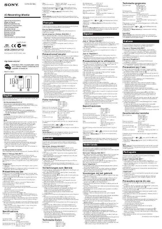 Mode d'emploi SONY MSX512