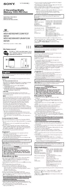 Mode d'emploi SONY MSXM1GS