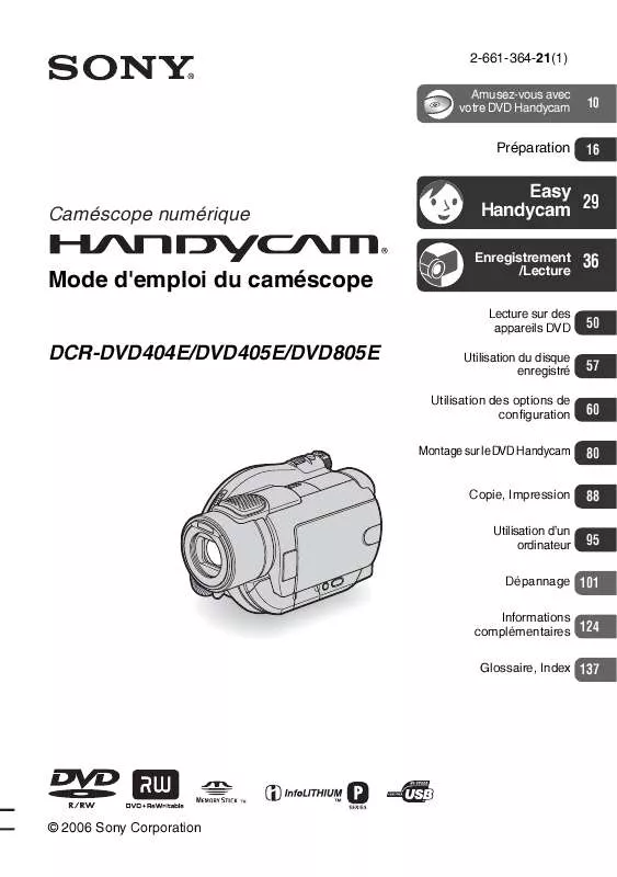 Mode d'emploi SONY MUDCR-DVD405E