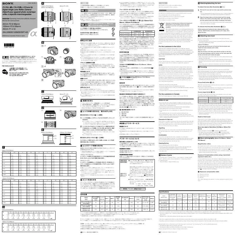 Mode d'emploi SONY MUSAL100M28