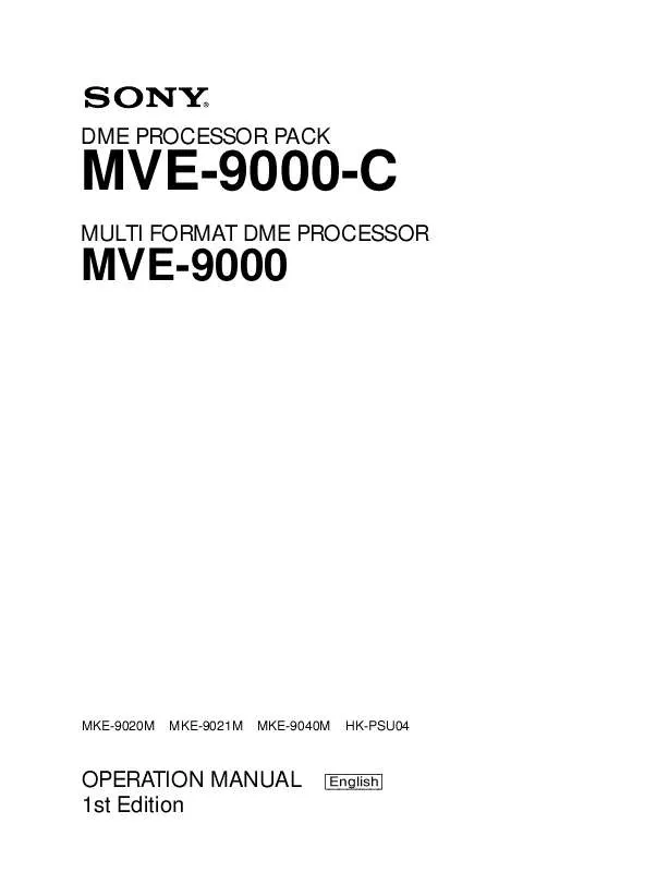 Mode d'emploi SONY MVE-9000-C