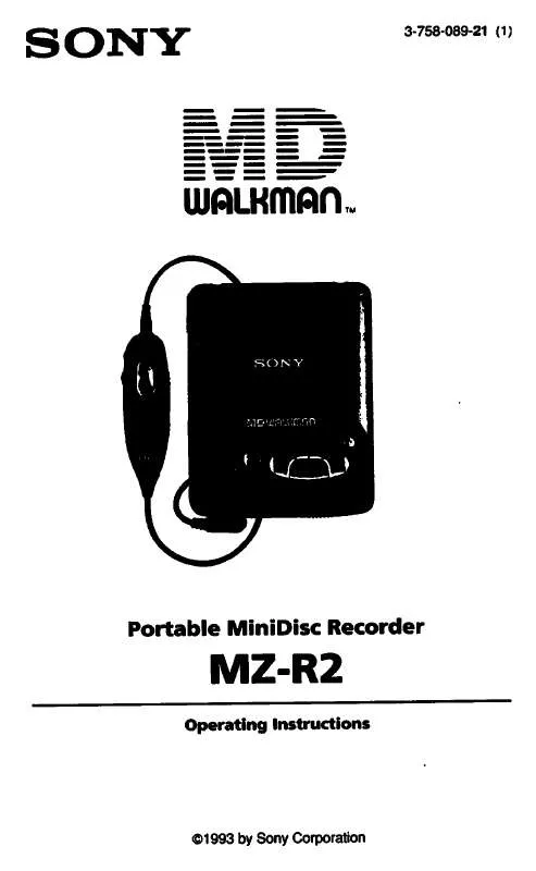 Mode d'emploi SONY MZ-R2