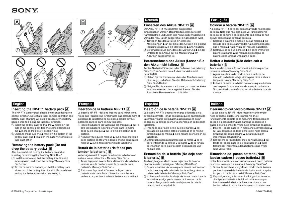 Mode d'emploi SONY NP-FT1