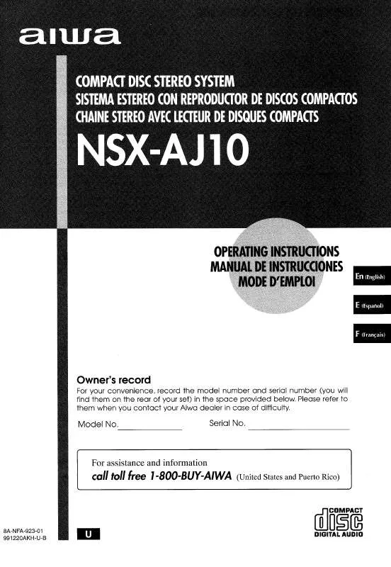 Mode d'emploi SONY NSXAJ10