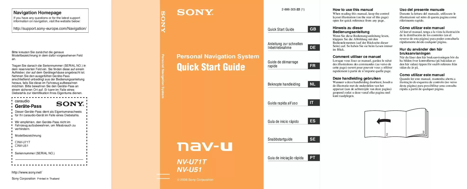 Mode d'emploi SONY NV-U51I