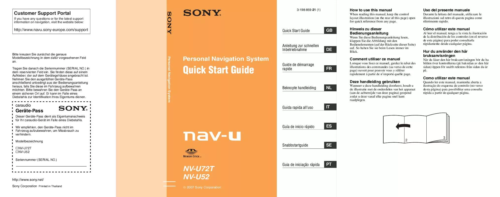 Mode d'emploi SONY NV-U52D